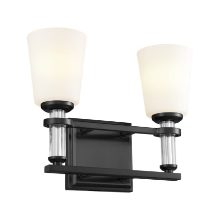 Kichler Rosalind 2 Light 14" Wide Vanity Light with Frosted Glass Shades Black