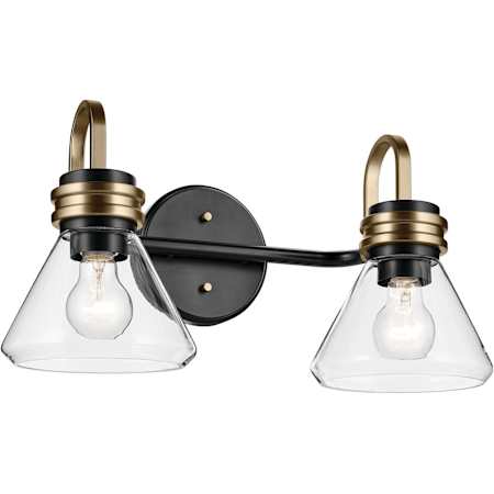 Kichler Farum 2 Light 19" Wide Vanity Light with Clear Glass Shades Black