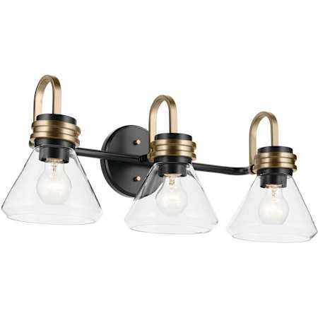Kichler Farum 3 Light 26" Wide Vanity Light with Clear Glass Shades Black