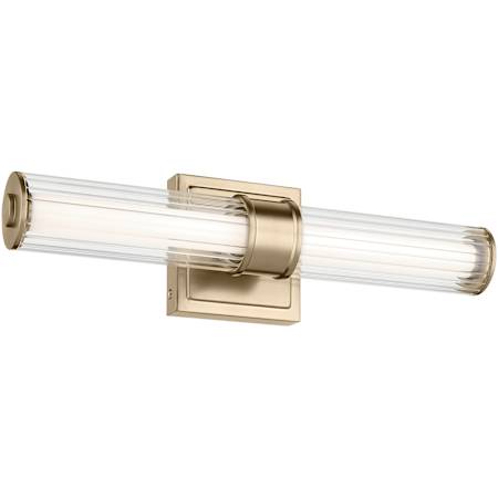 Kichler Laurene 2 Light 19" Wide LED Vanity Light with Clear Fluted Glass Shades Champagne Bronze