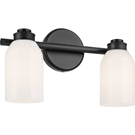 Kichler Shae 2 Light 15" Wide Vanity Light with Glossy White Opal Glass Shades Black