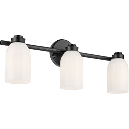 Kichler Shae 3 Light 24" Wide Vanity Light with Glossy White Opal Glass Shades Black