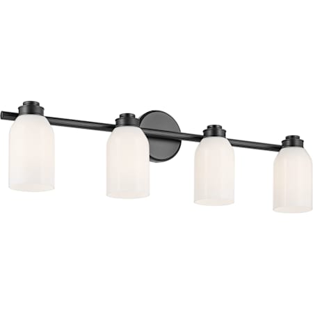 Kichler Shae 4 Light 32" Wide Vanity Light with Glossy White Opal Glass Shades Black
