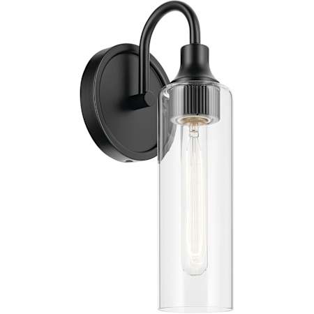 Kichler Kavi 13" Tall Bathroom Sconce with Clear Glass Shade Black