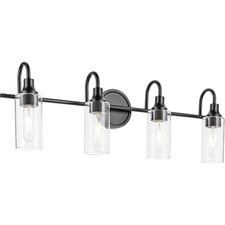 Kichler Kavi 4 Light 32" Wide Vanity Light with Clear Glass Shades Black