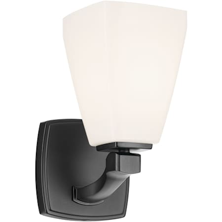 Kichler Marant 10" Tall Bathroom Sconce with Opal Glass Shade Black