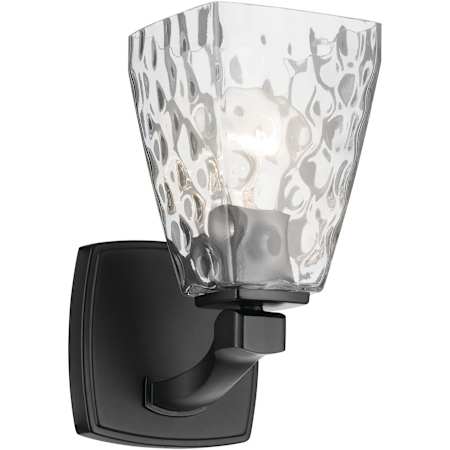 Kichler Marant 10" Tall Bathroom Sconce with Clear Water Glass Shade Black