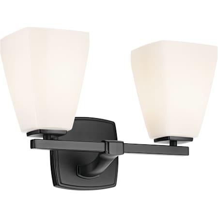 Kichler Marant 2 Light 14" Wide Vanity Light with Opal Glass Shades Black
