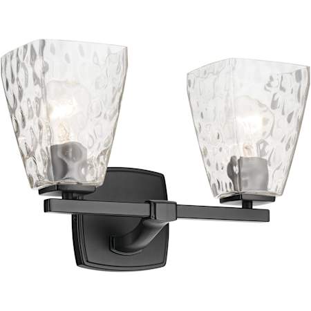 Kichler Marant 2 Light 14" Wide Vanity Light with Clear Water Glass Shades Black