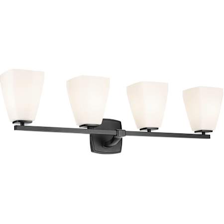 Kichler Marant 4 Light 33" Wide Vanity Light with Opal Glass Shades Black