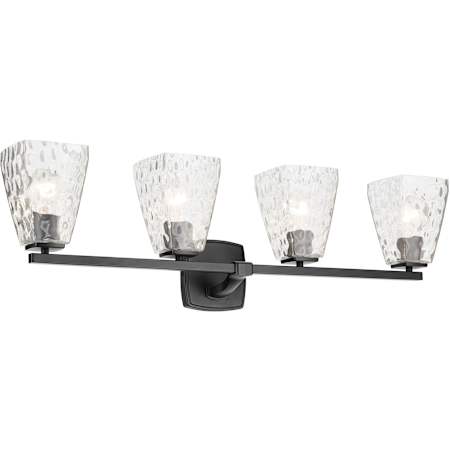 Kichler Marant 4 Light 33" Wide Vanity Light with Clear Water Glass Shades Black