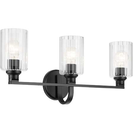 Kichler Gioe 3 Light 24" Wide Vanity Light with Clear Fluted Glass Shades Black