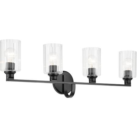 Kichler Gioe 4 Light 32" Wide Vanity Light with Clear Fluted Glass Shades Black