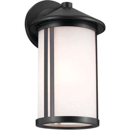 Kichler Lombard 13" Tall Outdoor Wall Sconce with Satin Etched Glass Shade Black