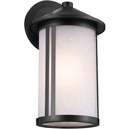 Kichler Lombard 17" Tall Outdoor Wall Sconce with Satin Etched Glass Shade Black