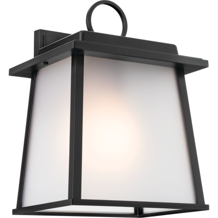 Kichler Noward 12" Tall Outdoor Wall Sconce with Satin Etched Glass Shade Black