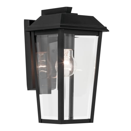 Kichler Mathus 13" Tall Wall Sconce with Beveled Glass Shade Textured Black
