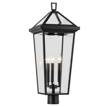 Kichler Regence 3 Light 29" Tall Post Light with Beveled Glass Shade Textured Black