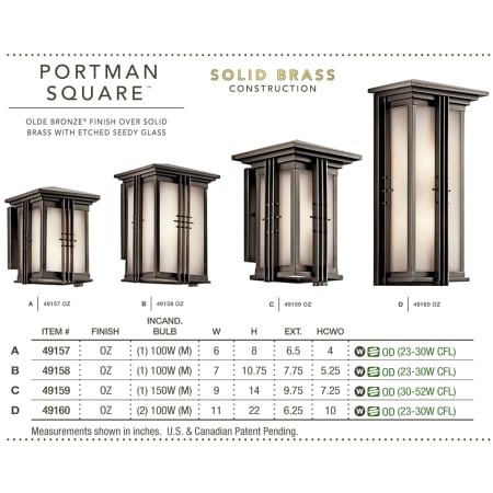 Kichler Portman Square Wall Lanterns in Old Bronze