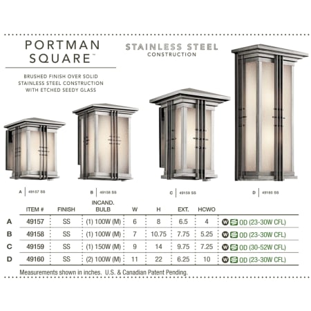 Kichler Portman Square Wall Lanterns in Stainless Steel