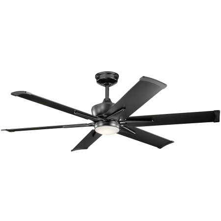 Kichler 60" Indoor / Outdoor Ceiling Fan with Blades, Light Kit, Downrod and Wall Control Satin Black