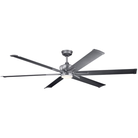 Kichler 80" Indoor / Outdoor Ceiling Fan with Blades, Light Kit, Downrod and Wall Control Weathered Steel Powder Coat