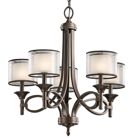 Kichler Lacey 5 Light 25" Wide Chandelier with Organza Shades and Diffusers Mission Bronze