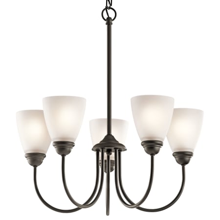 Kichler Jolie 5 Light 22" Wide LED Chandelier with Satin Etched Shades Olde Bronze