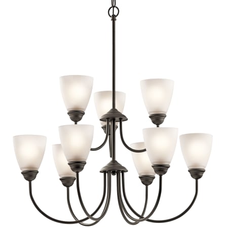 Kichler Jolie 9 Light 28" Wide LED Chandelier with Satin Etched Shades Olde Bronze