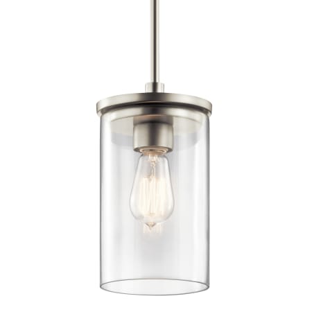 Kichler Crosby 6" Wide Mini Pendant Brushed Nickel