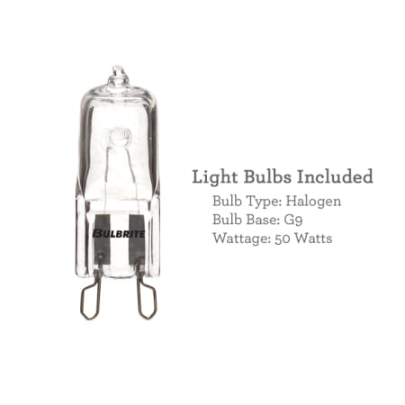 This light fixture includes a G9 halogen bulb