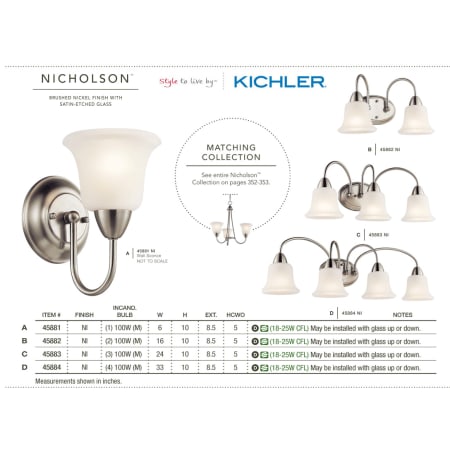 The Nicholson Collection in Brushed Nickel from the Kichler Catalog.