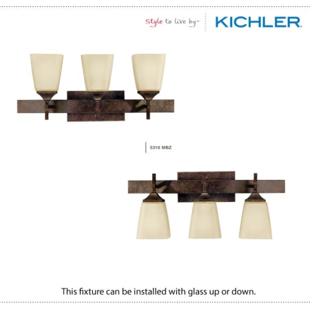 The Kichler Souldern Collection can be installed with glass up or down.