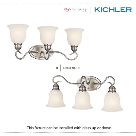 The Kichler Tanglewood Collection can be installed with glass up or down.