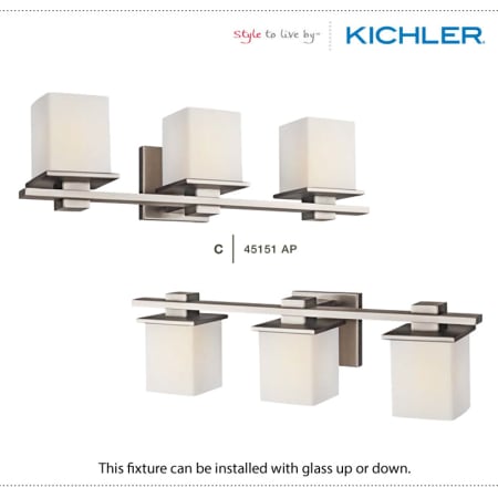 The Kichler Tully Collection can be installed with the glass up or down.