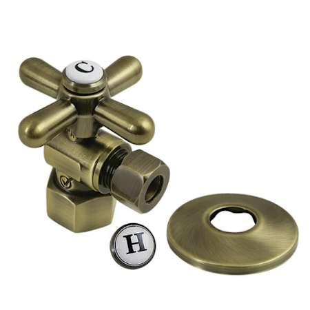Kingston Brass 1-7/8" High Quarter Turn Angle Stop Valve with Flange Antique Brass