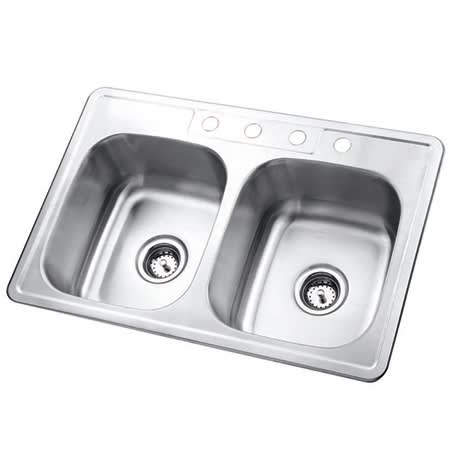 Kingston Brass 33" Drop In 21 Gauge Double Basin Stainless Steel Kitchen Sink Brushed Nickel