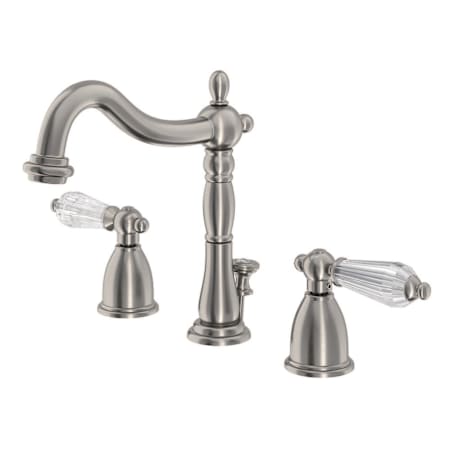 Kingston Brass Wilshire 1.2 GPM Widespread Bathroom Faucet with Pop-Up Drain Assembly Brushed Nickel