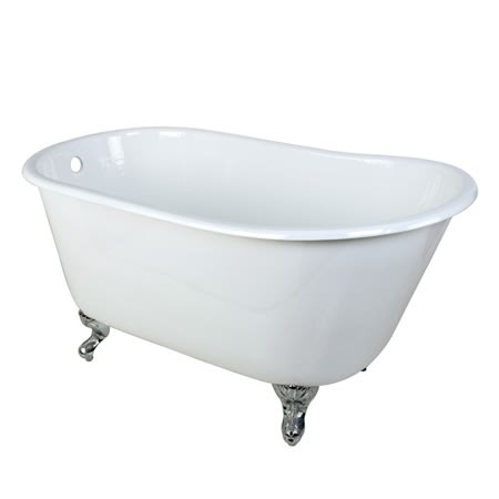 Kingston Brass Aqua Eden 53" Clawfoot Cast Iron Soaking Tub with Reversible Drain, and Overflow White