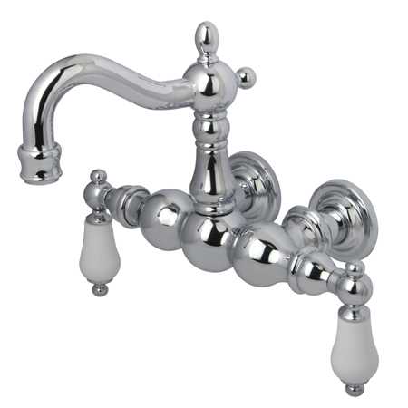 Kingston Brass Vintage Wall Mounted Clawfoot Tub Filler with Porcelain Lever Handles Polished Chrome