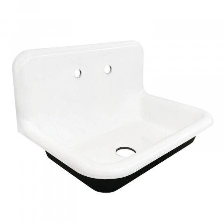 Kingston Brass Towne 30" Wall Mounted Single Basin Cast Iron Kitchen Sink White
