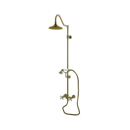 Kingston Brass Kingston Ceramic Disc Shower System with Shower Head, Hand Shower, Shower Arm, Hose, and Valve Trim Antique Brass