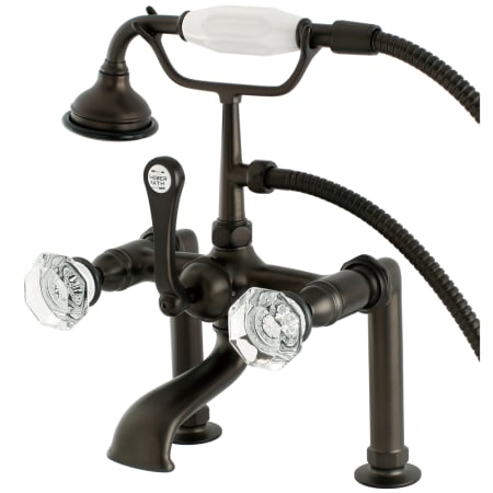 Kingston Brass Celebrity Deck Mounted Clawfoot Tub Filler Trim with Knob Handles and Integrated Diverter - Handshower Included Oil Rubbed Bronze