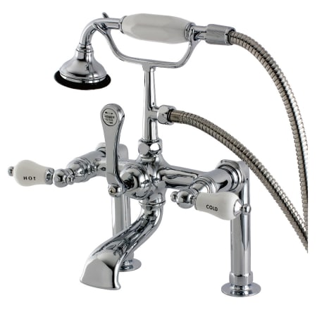 Kingston Brass Vintage Deck Mounted Roman Tub Filler with Built-In Diverter - Includes Hand Shower Polished Chrome