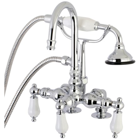 Kingston Brass Vintage Deck Mounted Clawfoot Tub Filler with Built-In Diverter - Includes Hand Shower Polished Chrome