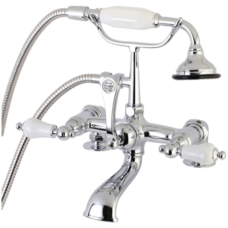 Kingston Brass Vintage Deck Mounted Clawfoot Tub Filler with Built-In Diverter - Includes Hand Shower Polished Chrome