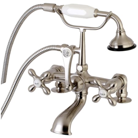 Kingston Brass Vintage Deck Mounted Clawfoot Tub Filler with Built-In Diverter - Includes Hand Shower Brushed Nickel