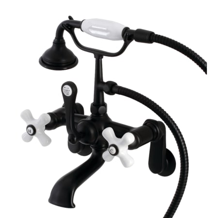 Kingston Brass Vintage Deck Mounted Tub Filler with Built-In Diverter – Includes Hand Shower Matte Black