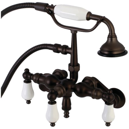 Kingston Brass Vintage Wall Mounted Clawfoot Tub Filler with Built-In Diverter - Includes Hand Shower Oil Rubbed Bronze