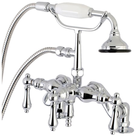 Kingston Brass Vintage Deck Mounted Clawfoot Tub Filler with Built-In Diverter - Includes Hand Shower Polished Chrome